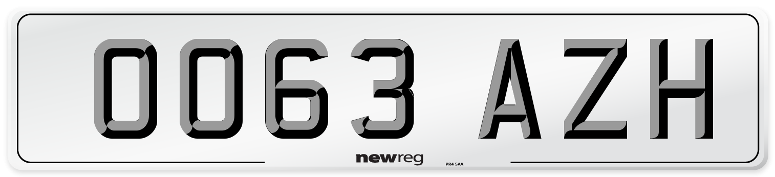 OO63 AZH Number Plate from New Reg